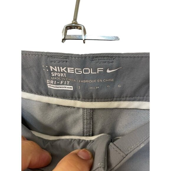 Nike Golf Sport Chino Pants Active Gray Dri fit Mens Size 34x34 Large - Picture 2 of 6